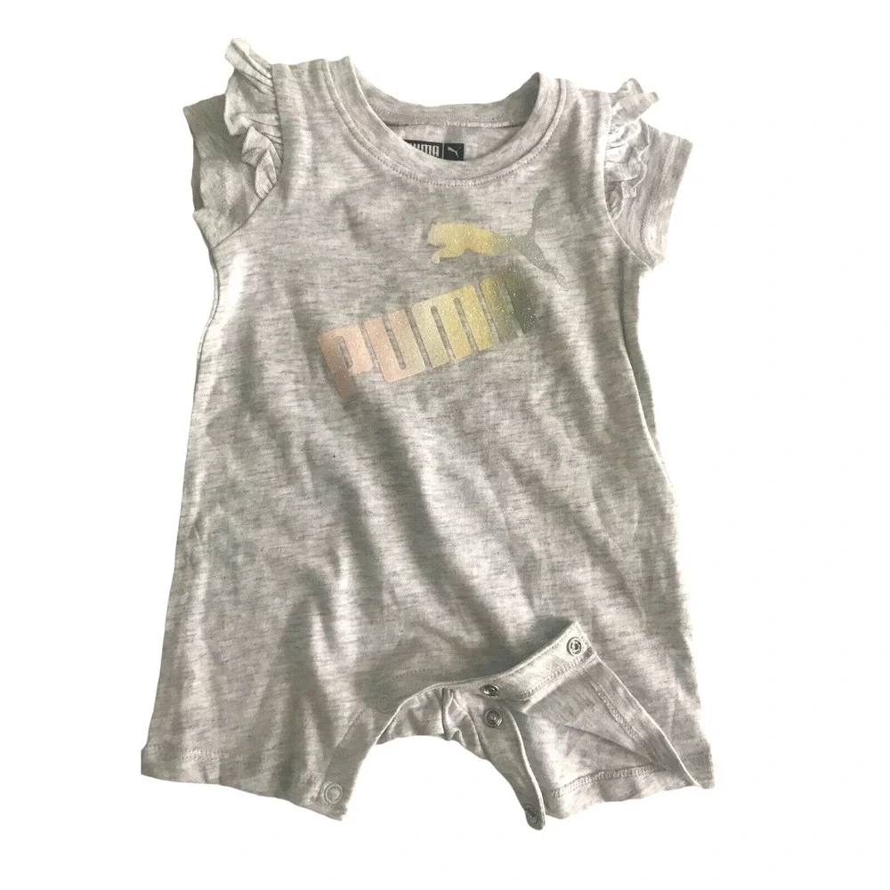 Puma Baby Girl‎ White Heather 3‑Piece Romper Set 3‑6M
